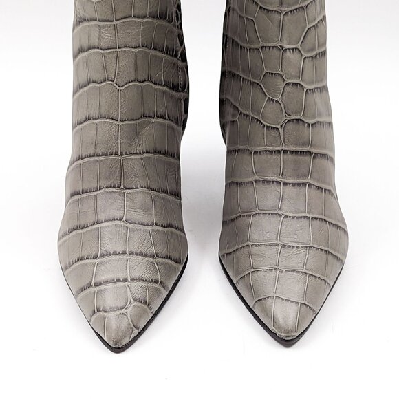 Freda Salvador Women Fia Croc Embossed Pointy Toe Heeled Leather boots size 8.5 - Picture 4 of 10